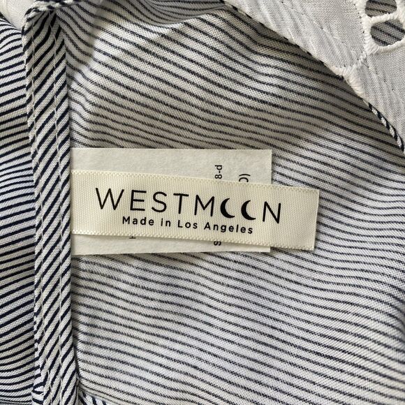 Women’s White Eyelet Ruffle Blouse Cotton Quarter Sleeve Top M - Picture 3 of 8